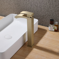 Смеситель ABBER Wasserfall AF8611G для накладной раковины, золото матовое - Gidratop.ru изображение