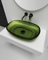 Раковина накладная прозрачная ABBER Kristall AT2805Emerald зеленая - Gidratop.ru изображение