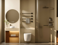 Комплект подвесной унитаз ABBER Bequem AC1100T белый с инсталляцией AC0105 и кнопкой AC0121MMG золото матовое - Gidratop.ru изображение