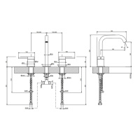 GESSI 316 смеситель для раковины на 3 отверстия, без донного клапана, излив 156мм, h=201мм, цвет: Black XL - Gidratop.ru изображение