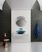 Раковина накладная прозрачная ABBER Kristall AT2812Aquamarin бирюзовая - Gidratop.ru изображение