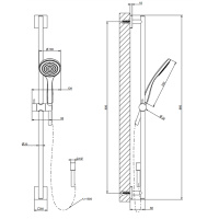 GESSI Rilievo штанга в комплекте с душевой лейкой, шланг 1,50 м., цвет: nero XL - Gidratop.ru изображение