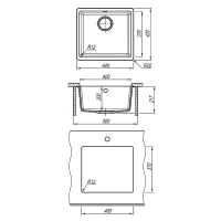 Кухонная мойка Lemark Sinara 440-U 9910071, 44 см, искусственный камень, цвет серый шелк - Gidratop.ru изображение