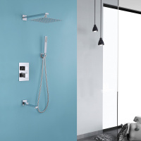 Душевая система ABBER Daheim AF8250 скрытого монтажа с изливом, термостат, хром - Gidratop.ru изображение