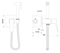 Смеситель с гигиеническим душем встраиваемый WONZON & WOGHAND FLEX, Черный матовый (WW-88829072-MB) - Gidratop.ru изображение