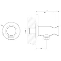 GESSI INCISO вывод воды с держателем для душевой лейки на 1/2, цвет: nero XL - Gidratop.ru изображение