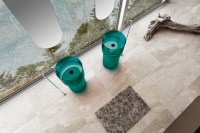 Раковина отдельностоящая прозрачная ABBER Kristall AT2701Aquamarin-H бирюзовая - Gidratop.ru изображение