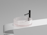 Умывальник чаша накладная круглая (цвет розовый) Cristal 360x360x112мм - Gidratop.ru изображение