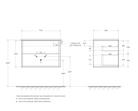 BELLAGIO База подвесная под раковину с двумя выдвижными ящиками 55301 Grigio nuvola 70x46x48 - Gidratop.ru изображение