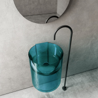 Раковина подвесная прозрачная ABBER Kristall AT2704Aquamarin бирюзовая - Gidratop.ru изображение