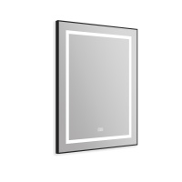 Зеркало в алюминиевой раме со встроенным светильником, сенсорным выключателем и подогревом, SPC-KRAFT-685-885-TCH-WARM-NERO, 685x32x885 мм - Gidratop.ru изображение