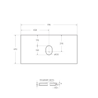 Столешница из керамогранита без отверстия под смеситель 916x468 KEP-90-BO-W0 Bianco Opaco - Gidratop.ru изображение