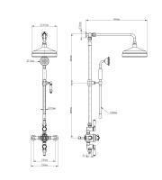Душевая система с термостатом WONZON & WOGHAND RETRO, Черный матовый (WW-B3041-MB) - Gidratop.ru изображение