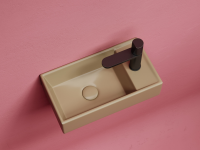 Умывальник подвесной прямоугольный (чаша слева, отверстие под смеситель справа) цвет капучино матовый Element 407x217x100 - Gidratop.ru изображение