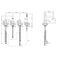GESSI 316 смеситель для ванны на 4 отверстия, с переключателем, изливом и шлангом 1,50 м, цвет: Brushed Brass PVD - Gidratop.ru изображение