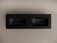 Раковина накладная мебельная CERAMICANOVA Grace прямоугольная 1410x457x137 с двумя чашами без отверстий под смеситель цвет черный матовый CN7022MBwx - Gidratop.ru изображение