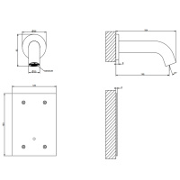 GESSI 316 FLESSA смеситель для раковины, настенный, электронный, излив 146 мм., внешняя часть, цвет Steel Brushed - Gidratop.ru изображение