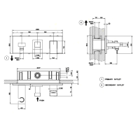 Gessi Rettangolo встраиваемый смеситель на 2 позиции, подводом воды, держателем лейки и переключателем PUSH(внешние части), цвет: хром - Gidratop.ru изображение