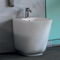 Биде напольное пристенное 54х35см, с 1 отв под смеситель, c креплением WB5N, цвет: белый матовый - Gidratop.ru изображение