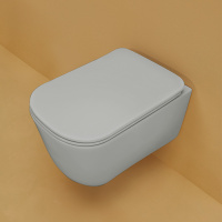 Унитаз подвесной 54х35см безободковый, с системой экономии воды 3л, c креплением, цвет: серый матовый - Gidratop.ru изображение