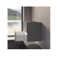 Тумба под раковину Keuco Plan 32963290000, 80 см, подвесная, 2 ящика, цвет инокс матовый петроль - Gidratop.ru изображение