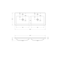 раковина из искусственного мрамора с двумя чашами, 1200x480x155, CZR-1200/480-2-LV-MR-ECO - Gidratop.ru изображение