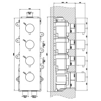 GESSI 316 встраиваемый термостатический смеситель на 3 источника, резьба 3/4 (внешние части), цвет: brushed black metal pvd - Gidratop.ru изображение
