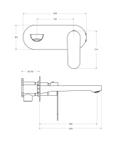 STYLUS-BLI1-NOP-W0 Смеситель для раковины встраиваемый с внутренней частью, без донного клапана, черный матовый - Gidratop.ru изображение