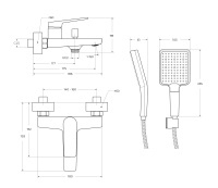 ARDENTE Смеситель для ванны и душа в комплекте с ручным душем, шлангом и держателем, хром ARDENTE-VASM-CRM - Gidratop.ru изображение
