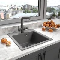 Кухонная мойка Lemark Hanka 9910010, 45 см, материал искусственный камень, жасмин - Gidratop.ru изображение