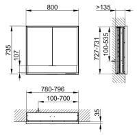 Зеркальный шкаф Keuco Royal Lumos 80 см с подсветкой, 14312171301 - Gidratop.ru изображение