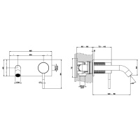GESSI 316 встраиваемый смеситель для раковины с изливом 146-116мм (внешняя часть), цвет: brushed black metal pvd - Gidratop.ru изображение