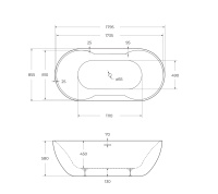 Акриловая ванна BELBAGNO BB28, 1795x855x580 - Gidratop.ru изображение
