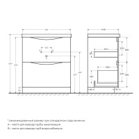 MARINO База под раковину напольная с двумя выкатными ящиками, Bianco Lucido, 700x450x805, MARINO-700-2C-SO-PIA-P - Gidratop.ru изображение