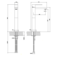 Gessi Rettangolo смеситель для раковины с высоким изливом 128мм, цвет: хром - Gidratop.ru изображение