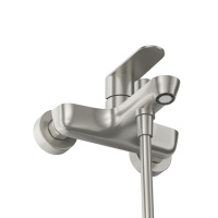 STYLUS-VD-IN Смеситель для ванны и душа однорычажный в комплекте с ручным душем, шлангом и держателем, сатин - Gidratop.ru изображение