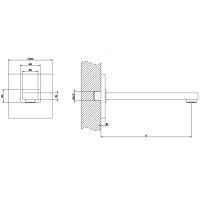 Gessi Rettangolo настенный излив, для монтажа с удаленным управлением (не входит в комплект), индивидуальная длина, цвет: хром - Gidratop.ru изображение