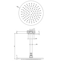GESSI Rilievo потолочная верхний душ шарнирная на 1/2,Oslash;250 мм., цвет: nero XL - Gidratop.ru изображение