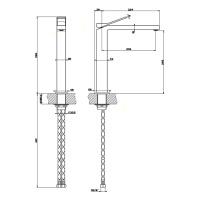 Gessi Rettangolo K смеситель для раковины на 1 отверстие, излив 213мм, цвет: черный - Gidratop.ru изображение