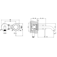 GESSI 316 встраиваемый смеситель с изливом 146-116мм (внешние части), цвет: brushed black metal pvd - Gidratop.ru изображение