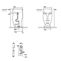Раковина 45х51х94.5 см, без отв., свободностоящая "MOLOCO", слив в стену, цвет: белый/античное золото - Gidratop.ru изображение