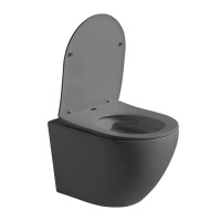 Унитаз подвесной Globo VT1-14SMA безободковый, цвет антрацит мат., ультратонкое сиденье soft-close - Gidratop.ru изображение