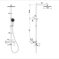 Душевая система с термостатом WONZON & WOGHAND STICK, Черный матовый (WW-88739903-MB) - Gidratop.ru изображение