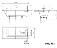 Стальная ванна Kaldewei Puro мод. 652, 170 х 75 х 42 см, easy-clean, 2562.0001.3001 - Gidratop.ru изображение