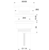 Донный клапан для раковины WONZON & WOGHAND, Брашированный никель (WW-88SS13-BN) - Gidratop.ru изображение