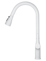 Смеситель для кухни с выдвижным изливом WONZON & WOGHAND, Белый матовый (WW-AE54123-MW) - Gidratop.ru изображение