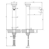 GESSI Origini смеситель для раковины высокий без донного клапана, в компл с отд вставкой, цвет Warm Bronze Br. PVD - Gidratop.ru изображение