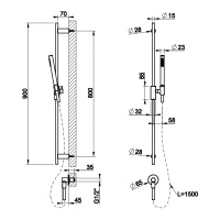GESSI HABITO CESELLO душевой гарнитур с штангой, выводом воды, ручным душем и шлангом 1500 мм., цвет Warm Bronze Br. PVD - Gidratop.ru изображение