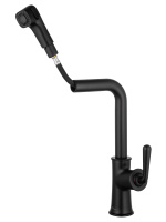 Смеситель для кухни с выдвижным изливом WONZON & WOGHAND, Черный матовый (WW-88439008A-MB) - Gidratop.ru изображение
