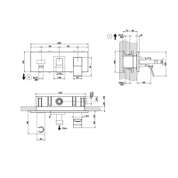 Gessi Rettangolo K встраиваемый смеситель с изливом, подводом воды, держателем лейки и переключателем PULL(внешние части), цвет: черный - Gidratop.ru изображение